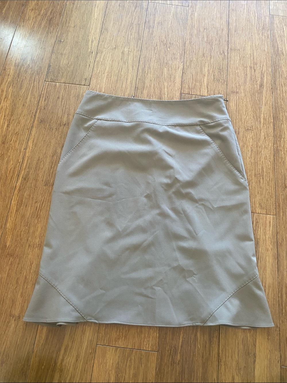 Max Studio Light Gray Midi A-Line Skirt